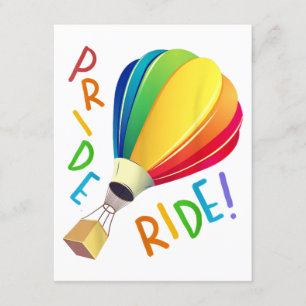 Funny Gay Pride Hot Air Balloon Rainbow Ride Gays Enclosure Card