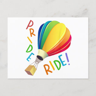 Funny Gay Pride Hot Air Balloon Rainbow Ride Gays Postcard