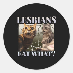 Funny Gay Pride Lesbians Eat What Queer Lgbtq Blac Classic Round Sticker