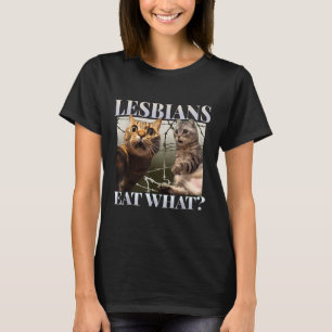 Funny Gay Pride Lesbians Eat What Queer Lgbtq Blac T-Shirt