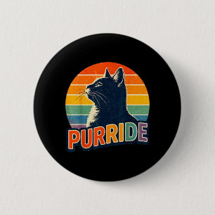 Funny Gay Pride Purride Cat LGBTQ Ally Rainbow 6 Cm Round Badge