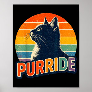 Funny Gay Pride Purride Cat LGBTQ Ally Rainbow Poster