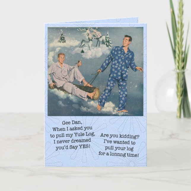 Funny Gay Yule Log Card (Front)