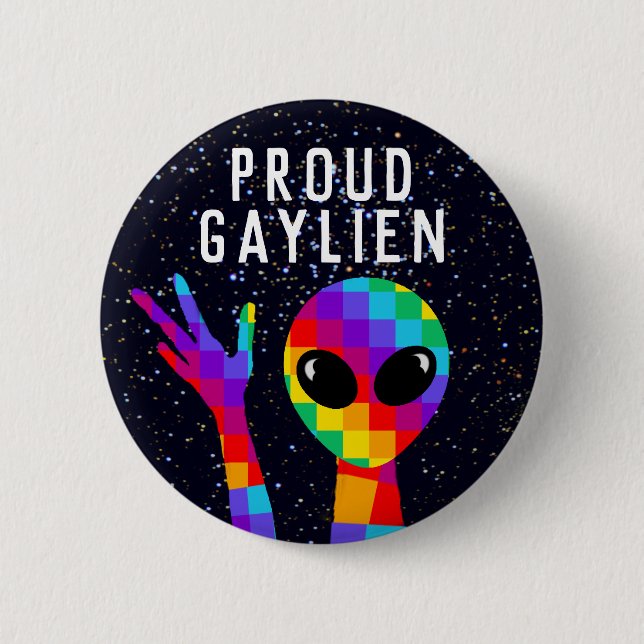Funny GAYLIEN LGBT Gay Pride 6 Cm Round Badge (Front)