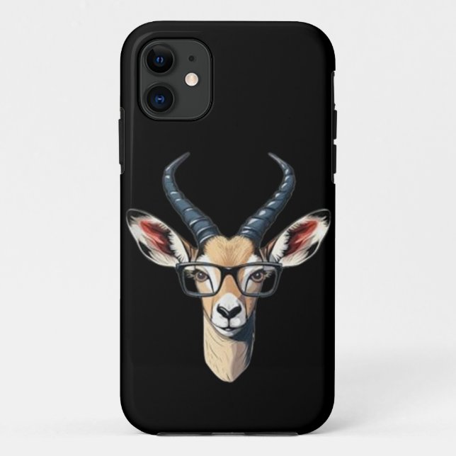 Funny gazelle face for safari and spectacles lover Case-Mate iPhone case (Back)