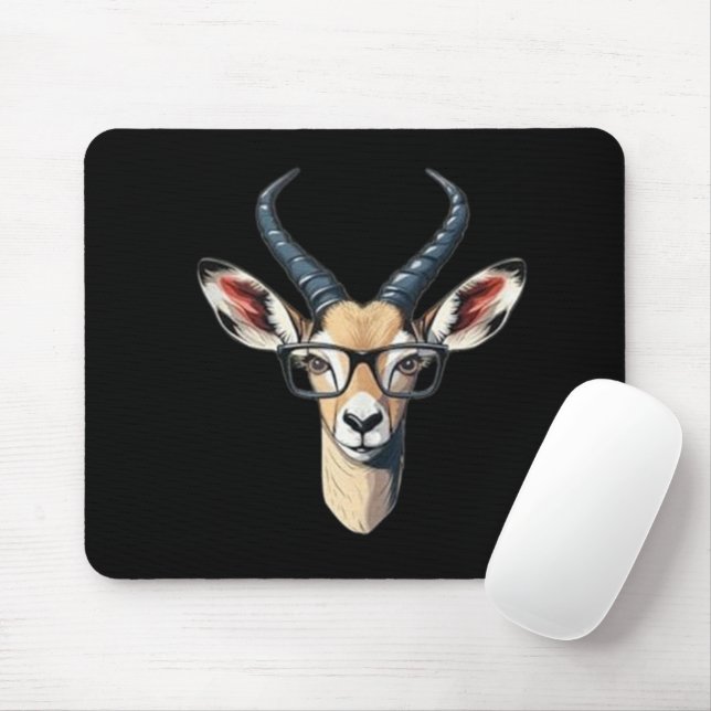 Funny gazelle face for safari and spectacles lover mouse mat (With Mouse)