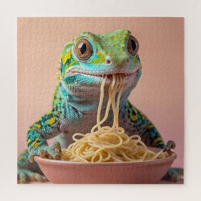 Funny Gecko Eating Spaghetti  Jigsaw Puzzle (Vertical)