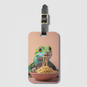 Funny Gecko Eating Spaghetti Luggage Tag