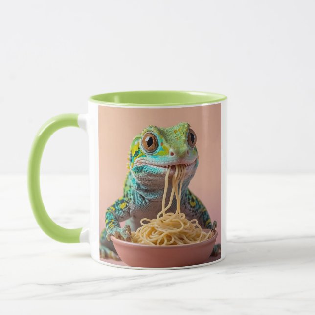 Funny Gecko Eating Spaghetti  Mug (Left)