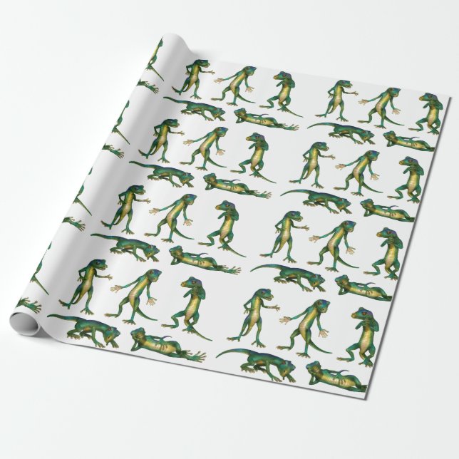 Funny Gecko Gift Wrap Any Occasion (Unrolled)