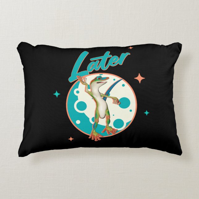 Funny Gecko Later Procrastination Humour Decorative Cushion (Front)