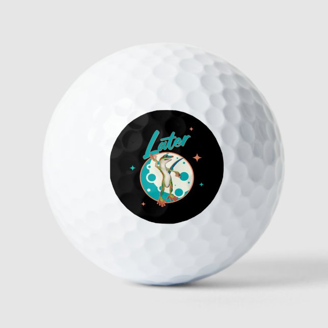Funny Gecko Later Procrastination Humour Golf Balls (Front)