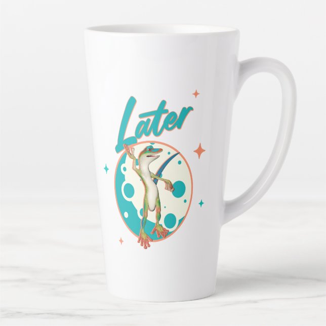 Funny Gecko Later Procrastination Humour Latte Mug (Right)