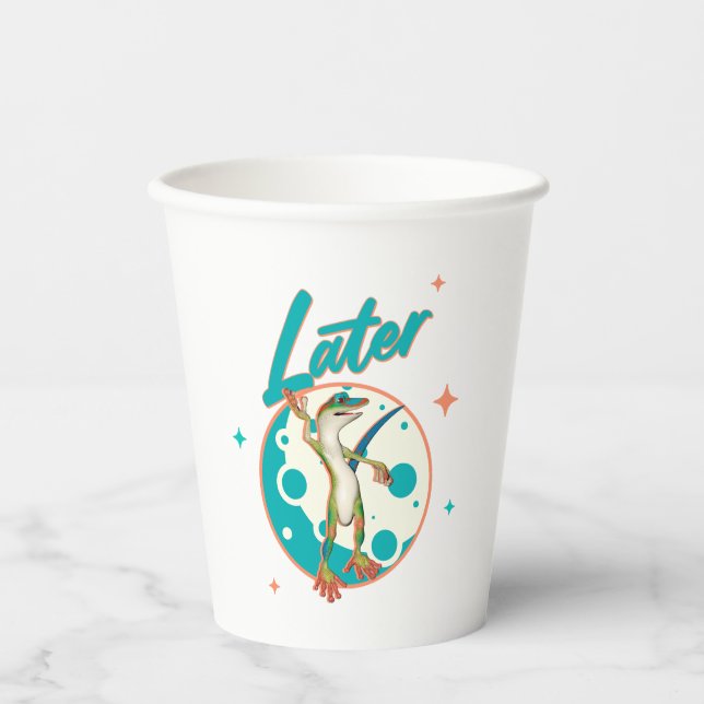 Funny Gecko Later Procrastination Humour Paper Cups (Front)