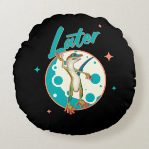 Funny Gecko Later Procrastination Humour Round Cushion