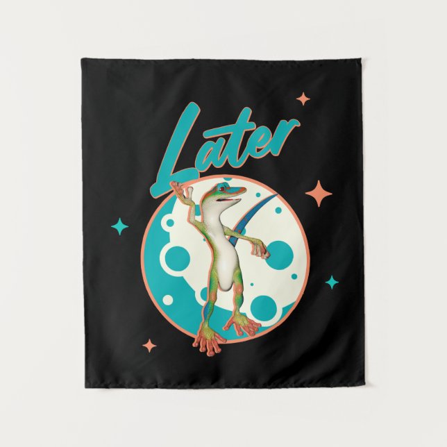 Funny Gecko Later Procrastination Humour Tapestry (Front)