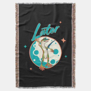Funny Gecko Later Procrastination Humour Throw Blanket