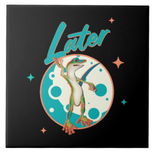 Funny Gecko Later Procrastination Humour Tile