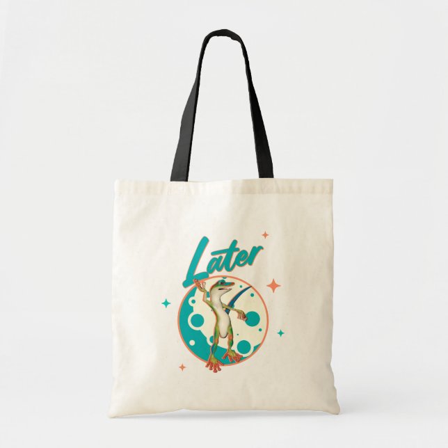 Funny Gecko Later Procrastination Humour Tote Bag (Front)