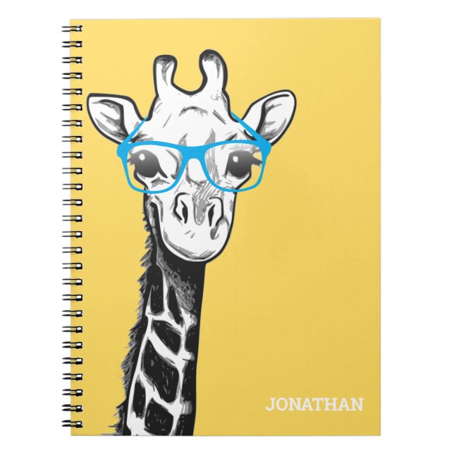 Funny Geek Giraffe Name Notebook (Front)