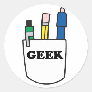 Funny GEEK Pocket Protector Classic Round Sticker
