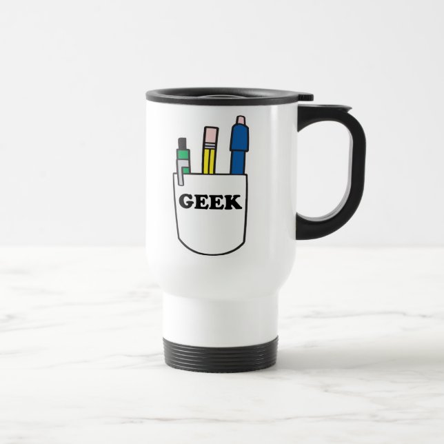 Funny GEEK Pocket Protector Travel Mug (Right)