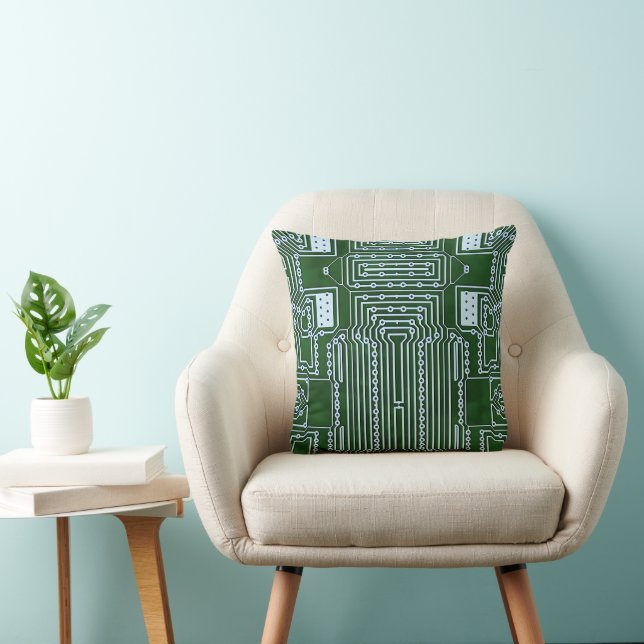 Funny Geeky Nerd Computer Circuit Board Pattern Cushion (Chair)