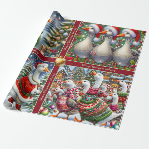 Funny Geese Christmas Wrapping Paper