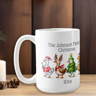 Funny Geese Family Christmas Coffee Mug