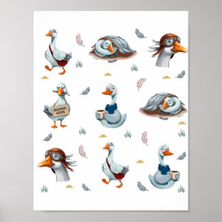 Funny Geese Pattern – Whimsical Goose Print