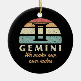 Funny Gemini Zodiac Rules Ceramic Tree Decoration