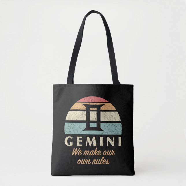 Funny Gemini Zodiac Rules Tote Bag (Front)