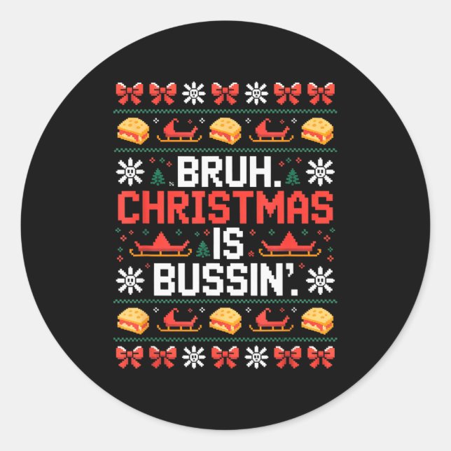 Funny Gen Alpha Gen Z Slang Funny Christmas Sweate Classic Round Sticker (Front)