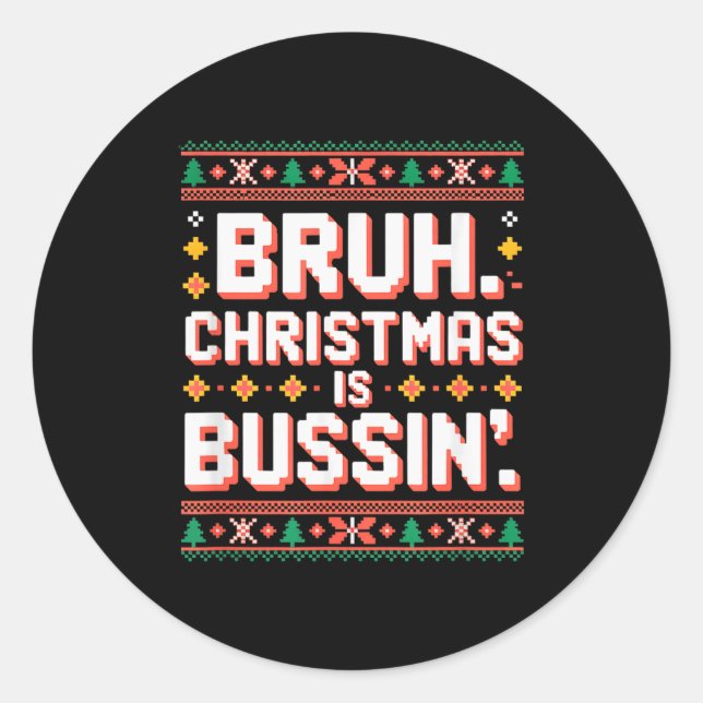 Funny Gen Alpha Gen Z Slang Funny Christmas Sweate Classic Round Sticker (Front)