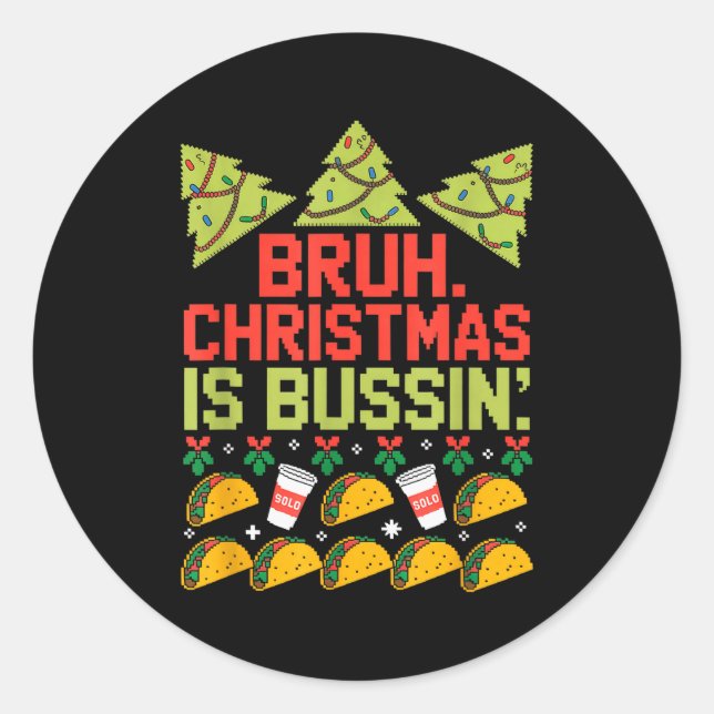 Funny Gen Alpha Gen Z Slang Funny Christmas Sweate Classic Round Sticker (Front)