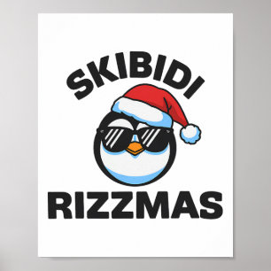 Funny Gen Alpha Slang Christmas Penguin Skibidi Ri Poster