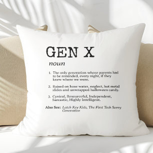 Funny Gen X Definition Black Typography Cushion
