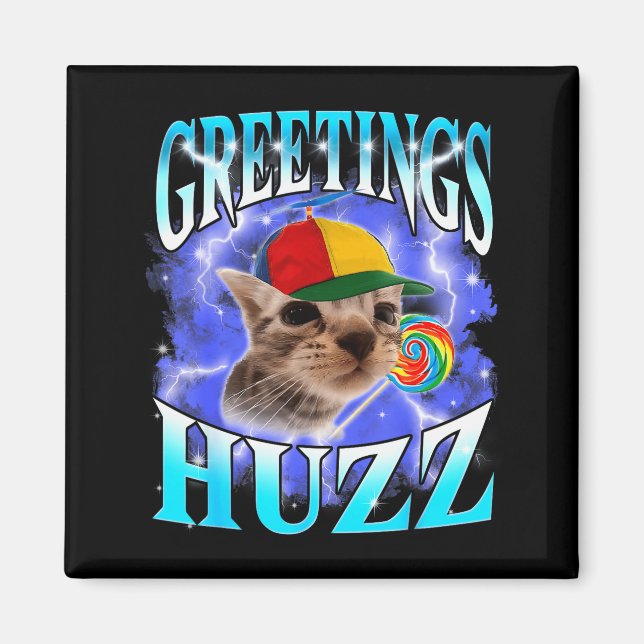 Funny Gen Z Gen Alpha Slang Cat Meme Greetings Huz Magnet (Front)