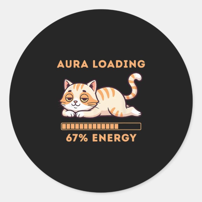 Funny Gen Z Meme 67 Cat Aura Cat Loading 67 Percen Classic Round Sticker (Front)