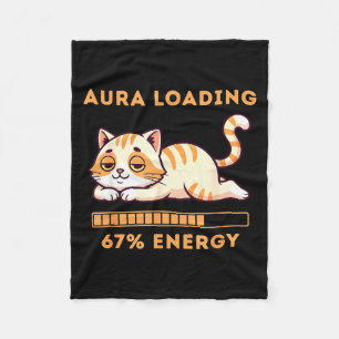 Funny Gen Z Meme 67 Cat Aura Cat Loading 67 Percen Fleece Blanket