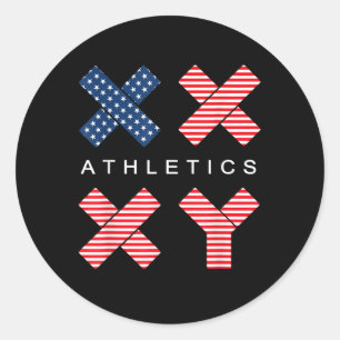 Funny Gender Genetic American Flag Xx Xy Athletics Classic Round Sticker