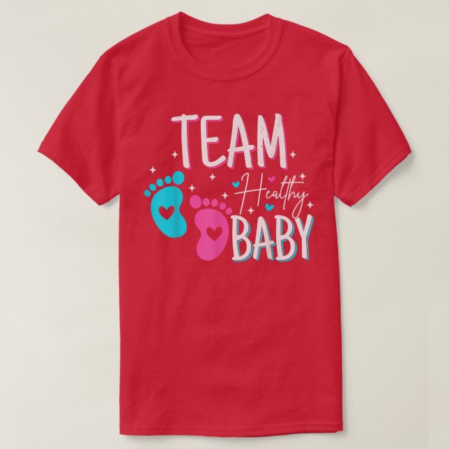 Funny gender reveal of team healthy baby party sup T-Shirt (Design Front)