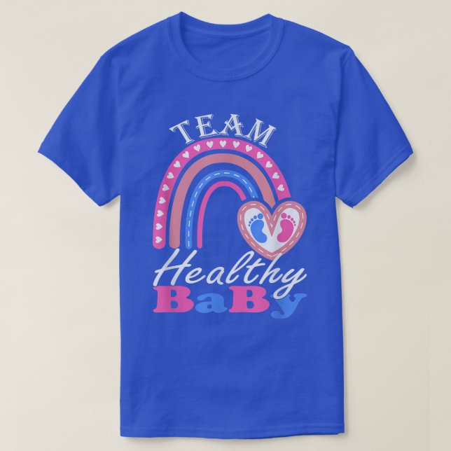 Funny gender reveal of team healthy baby party sup T-Shirt (Design Front)