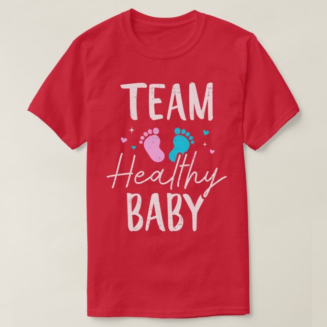 Funny gender reveal team both baby party supplies T-Shirt (Design Front)