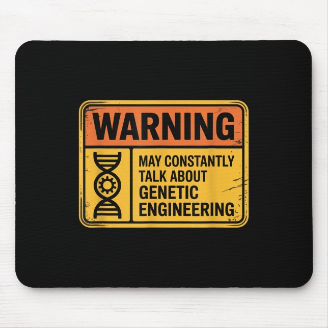 Funny Genetic Engineering Warning Sign Bioengineer Mouse Mat (Front)