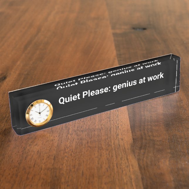Funny Genius At Work Office Desk Name Plate (Side)