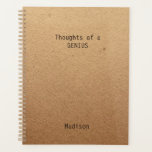 Funny Genius Personalised Office Planner<br><div class="desc">Funny Genius Personalised Office Notes Planners features the text "Thoughts of a genius" with your personalised name below on a gender neutral rustic craft paper background. Personalise by editing the text in the text box provided. Designed for you by ©Evco Studio www.zazzle.com/store/evcostudio</div>