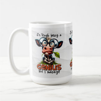 Funny Genius Smart Person with Goofy Cows Coffee Mug