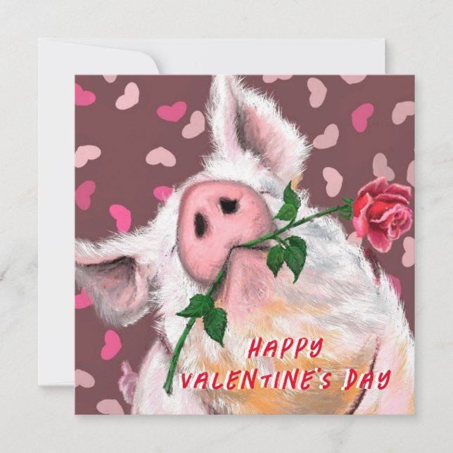 Funny Gentleman Pig Valentine's Day Card (Front)