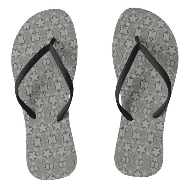 Funny Geometric Pattern Stars Silver Grey Elegant Flip Flops (Footbed)